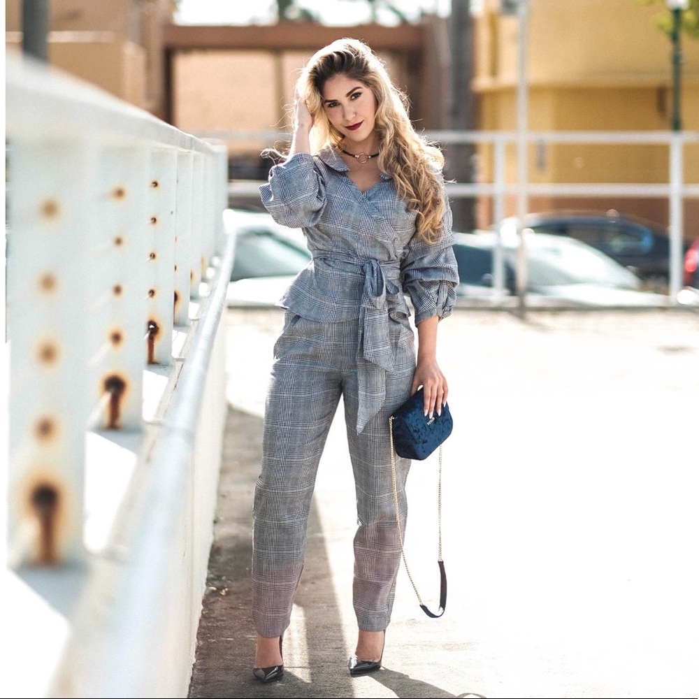 Plaid matching set